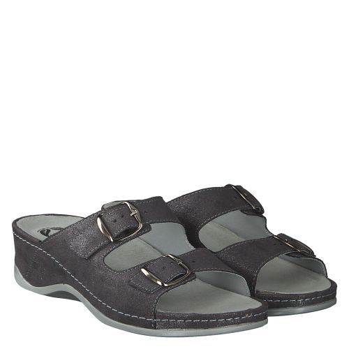 Mubb Nubukleder-Hausschuh in grau für Damen
