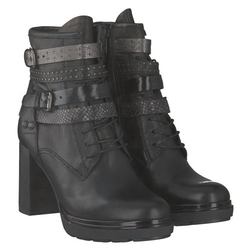 Schuhengel kurzer Glattleder-Stiefel in schwarz für Damen