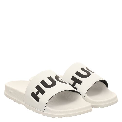 Hugo, Match It Slid, Gummi (synth.)-Pantolette in weiß für Herren