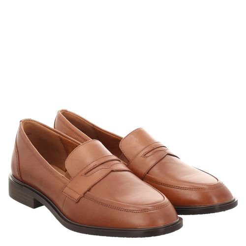 Tamaris, Braun, klassischer Glattleder-Slipper in cognac für Damen