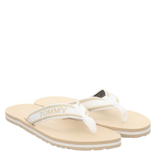 Tommy Hilfiger Beach Sandal Textil Slides Zehentrenner in beige fur Damen