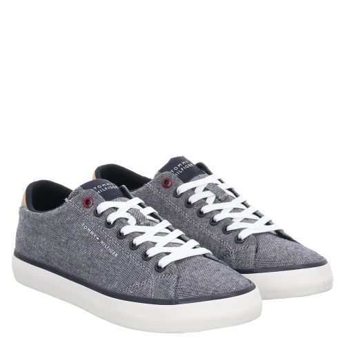 Tommy Hilfiger, Th Hi Vulc Low Chambray, Leinen-Sneaker in blau 