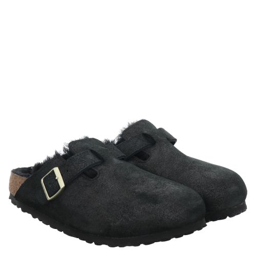 BIRKENSTOCK, BOSTON SHEARLING LEVE SHIMMER , SCHWARZ