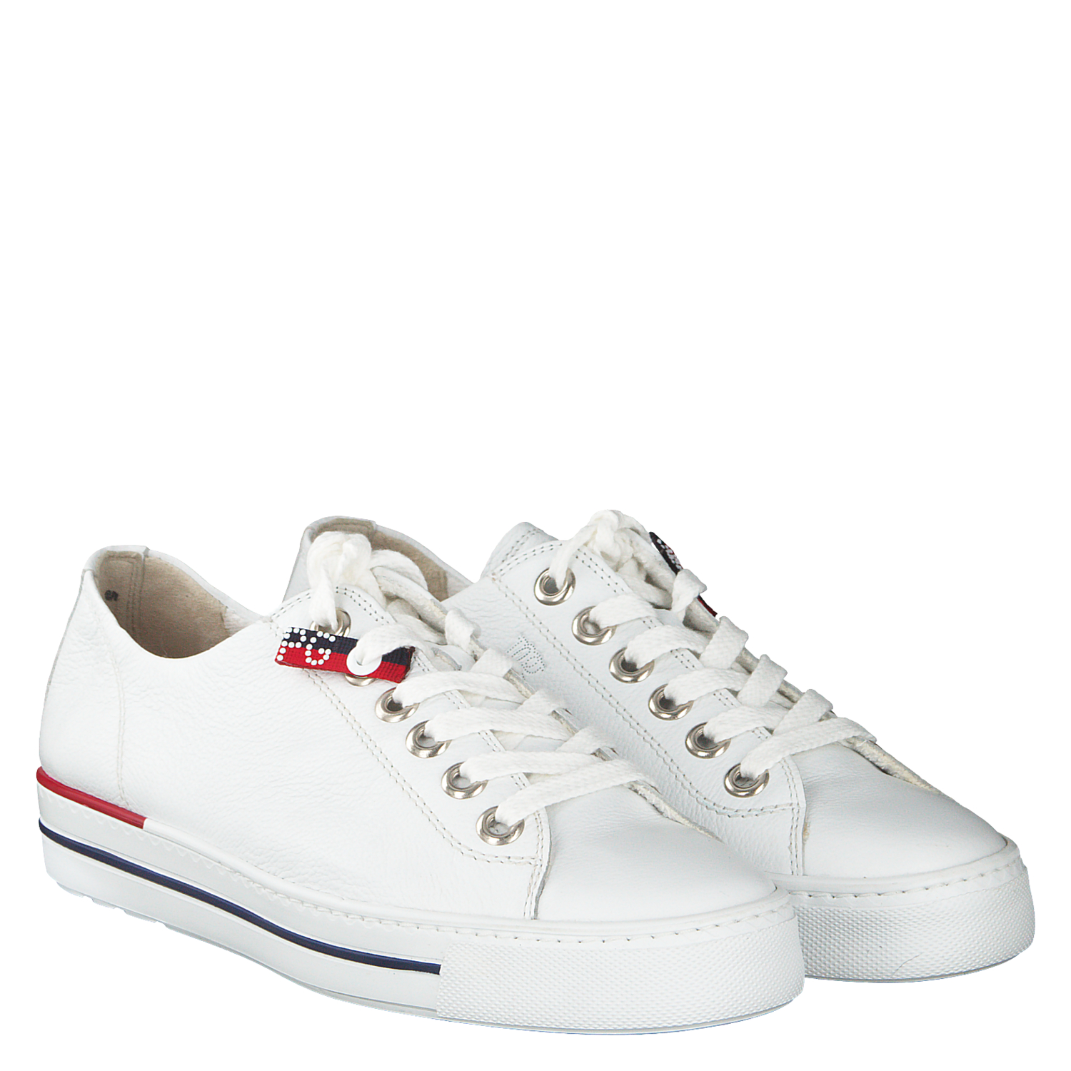 Paul Green Sneaker Damen 4760-075 - Weißes Glattleder Mit Glitzeroptik