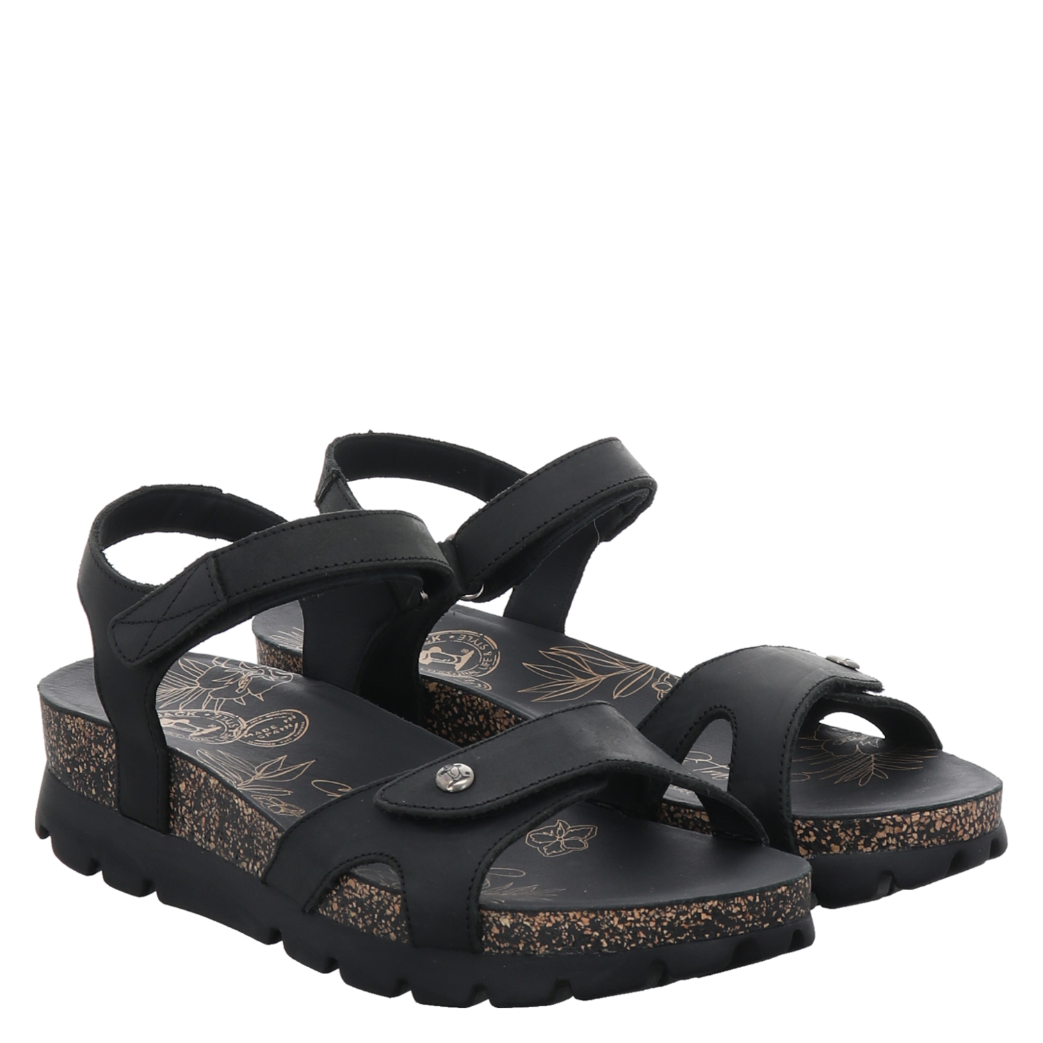 Panama Jack flache Fettleder-Sandale in schwarz für Damen