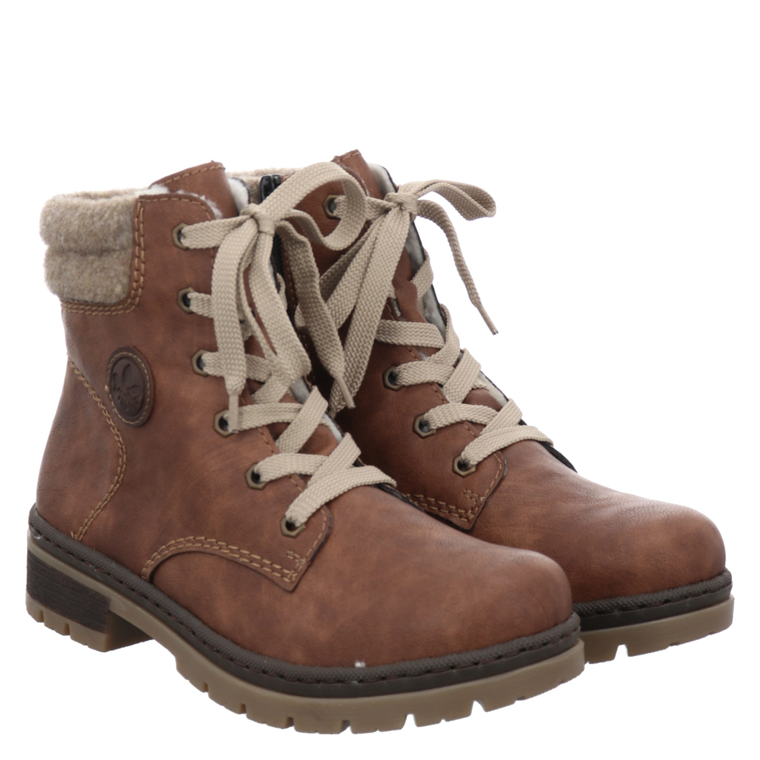 Rieker Damen Stiefeletten Braun GefÃ¼ttert Rieker Kunstleder