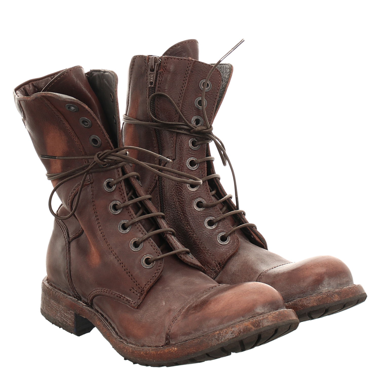 Moma Glattleder-Schnürstiefel in braun für Damen 