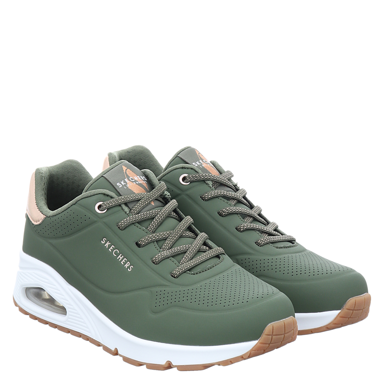 Skechers Uno Shimmer Away Kunstleder Sneaker in grun fur Damen