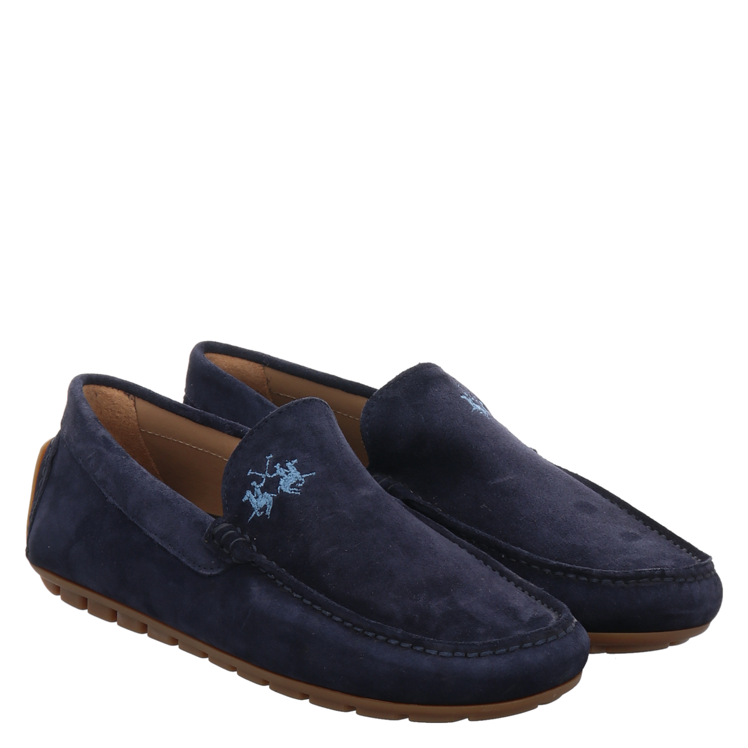 La Martina Veloursleder-Slipper in blau für Herren