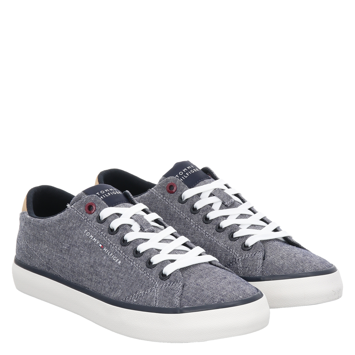 Tommy Hilfiger, Th Hi Vulc Low Chambray, Leinen-Sneaker in blau 