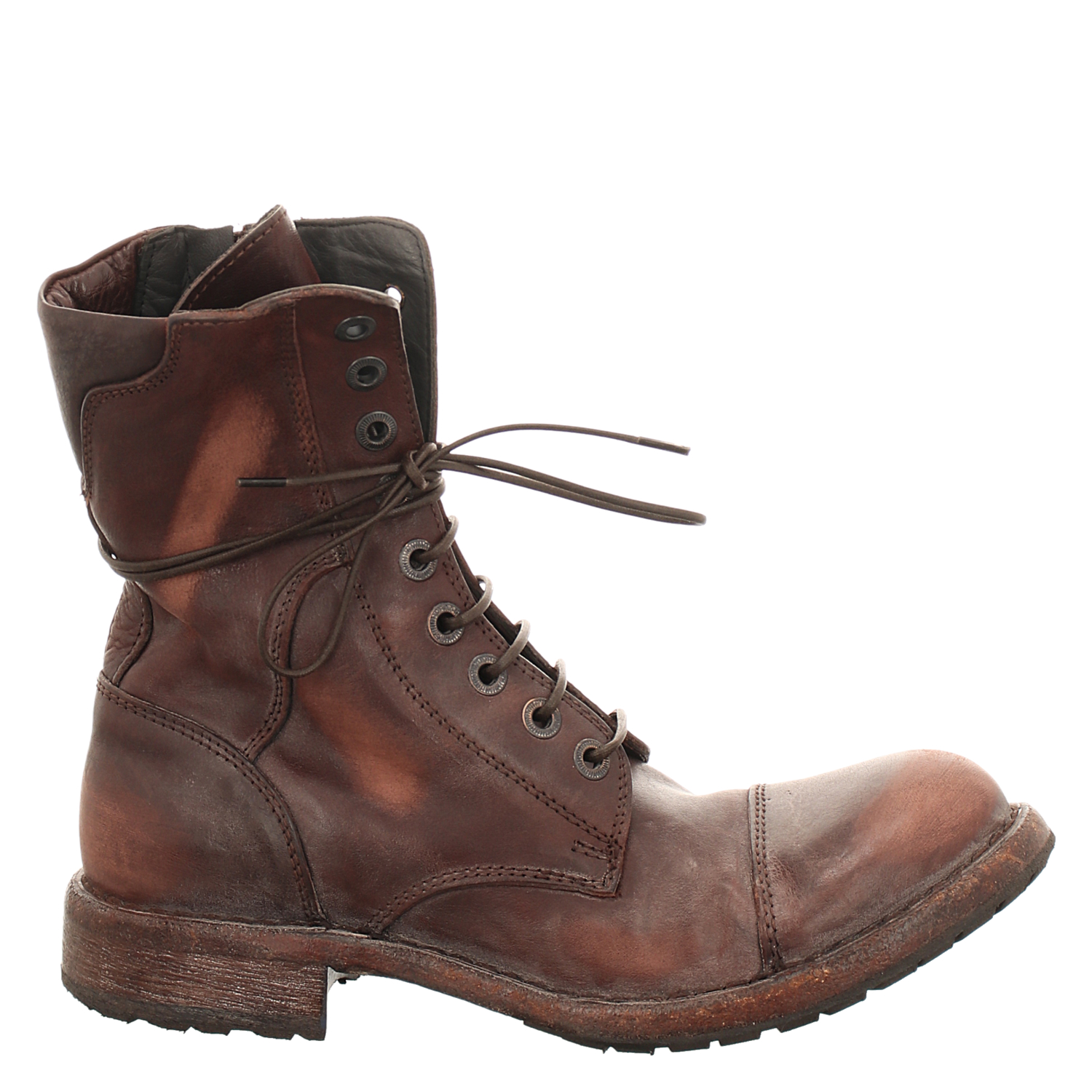 Moma Glattleder-Schnürstiefel in braun für Damen