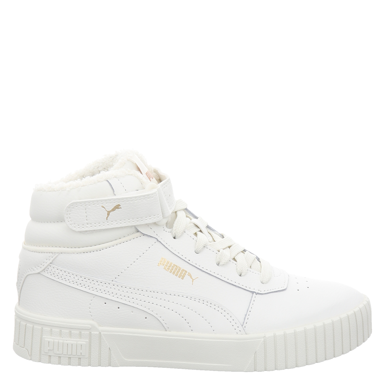 Puma, Carina Mid Wtr, Kunstleder-Schnürstiefel in weiß für Damen