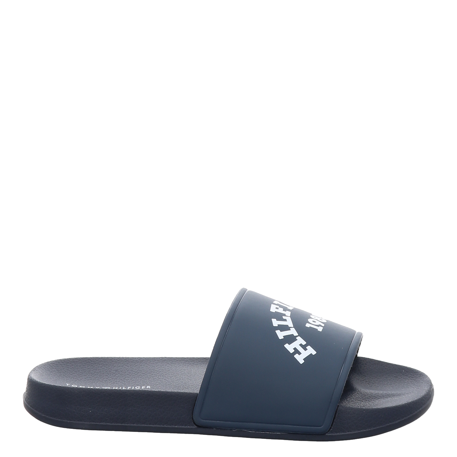 Tommy Hilfiger Logo Pool Slide Kunstleder Slides Zehentrenner in blau fur