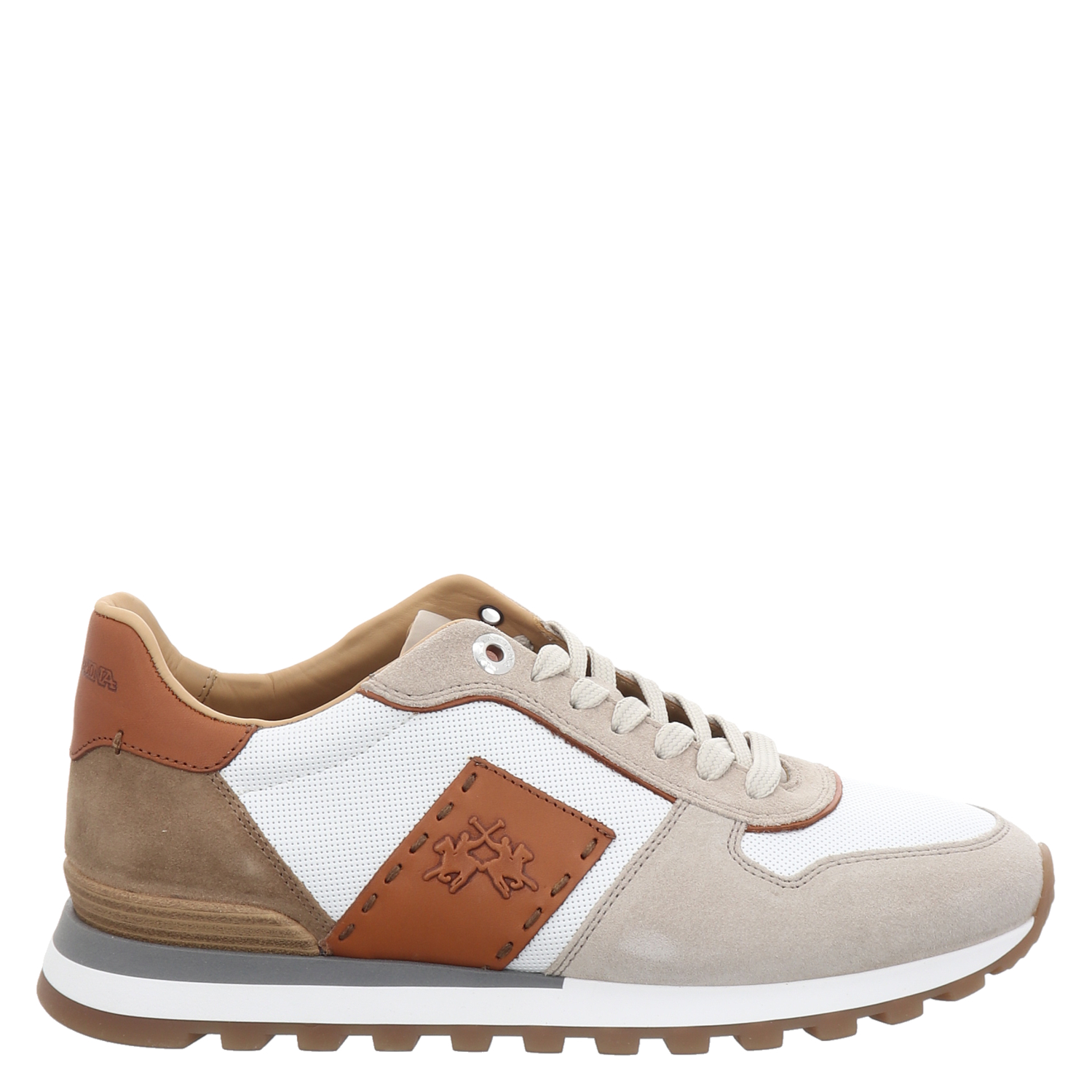 La Martina, Beige, Glattleder-Sneaker in weiß für Herren