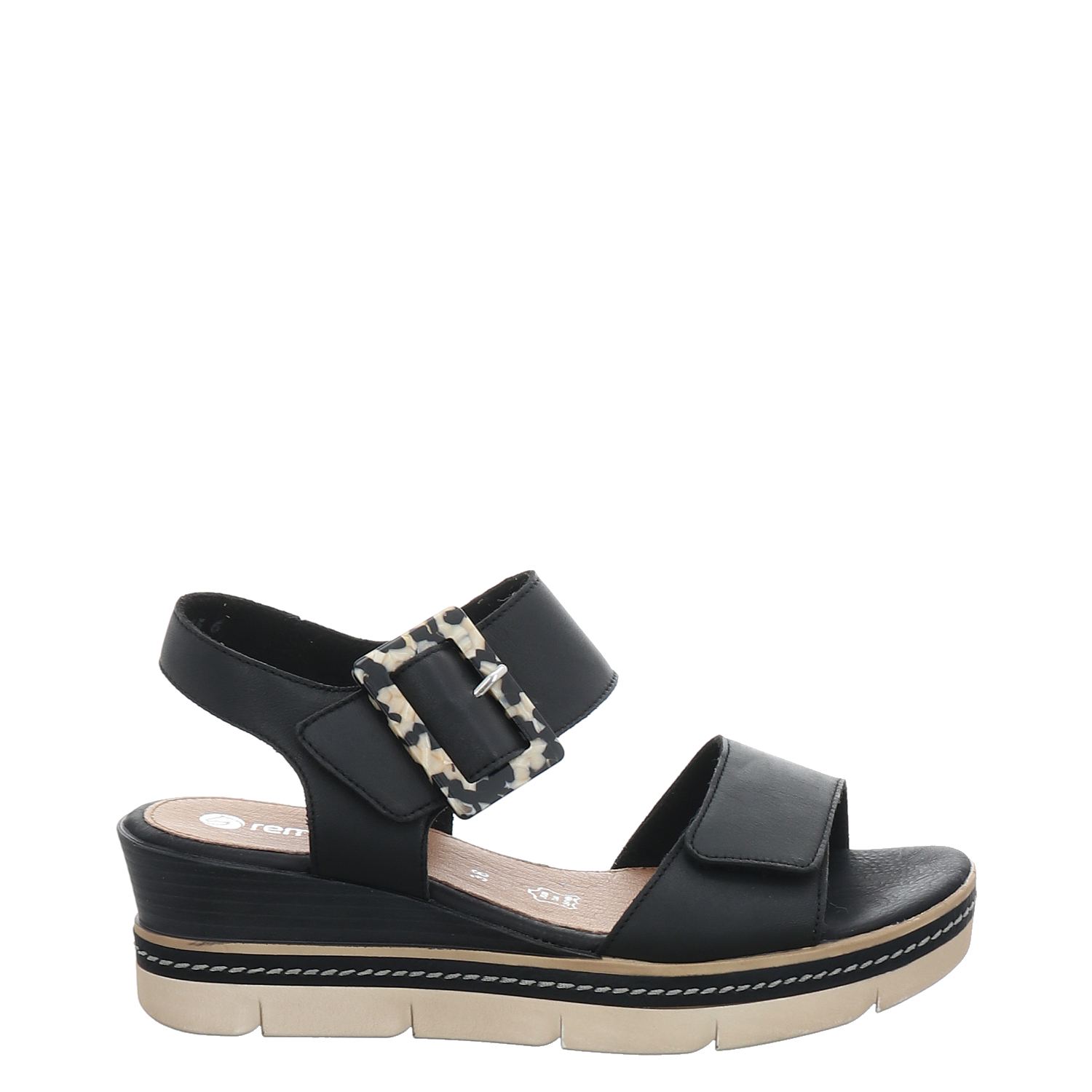 Remonte, Sandale, Glattleder-Sandalette in schwarz für Damen