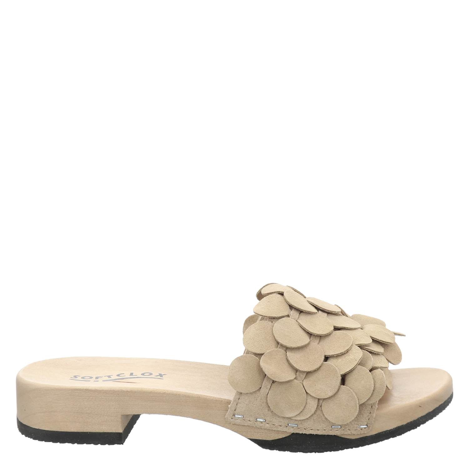 Softclox, Bella, Veloursleder-Pantolette in beige für Damen