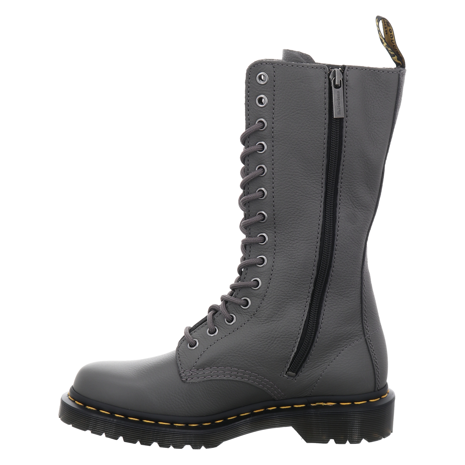 1b99, Glattleder-Schnürstiefel in grau für Damen