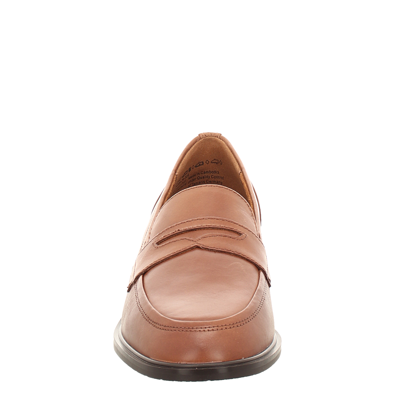 Tamaris, Braun, klassischer Glattleder-Slipper in cognac für Damen