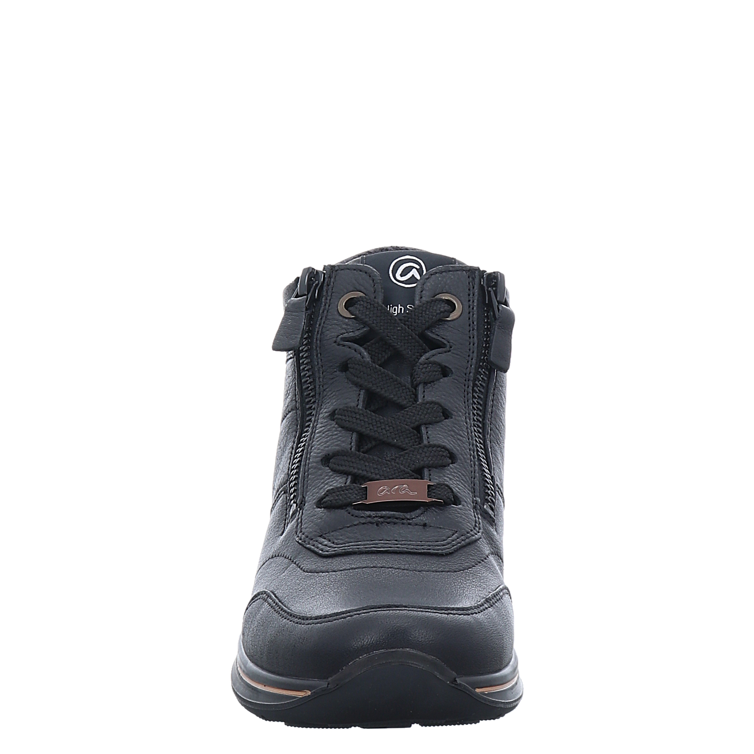 ああ Ara, Osaka, Glattleder-Schnürstiefel in schwarz für Damen