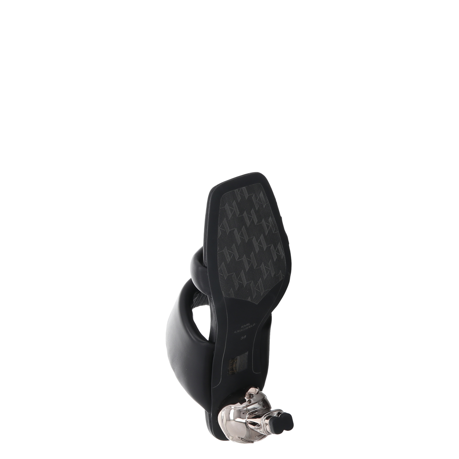 Karl Lagerfeld, Ikon Heel Padded 2-strap, Glattleder-Pantolette in 